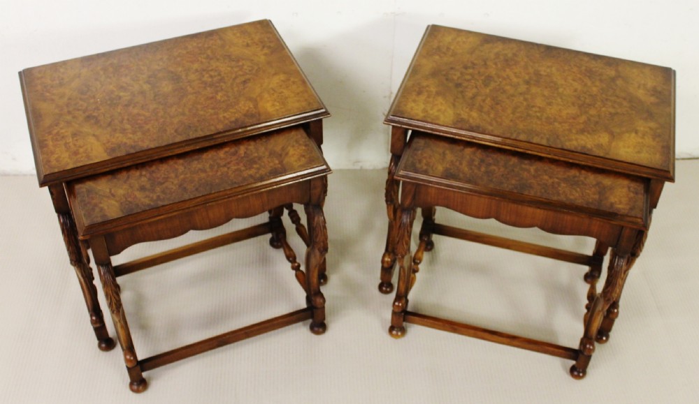 Pair of Burr Walnut Nests of Tables View II