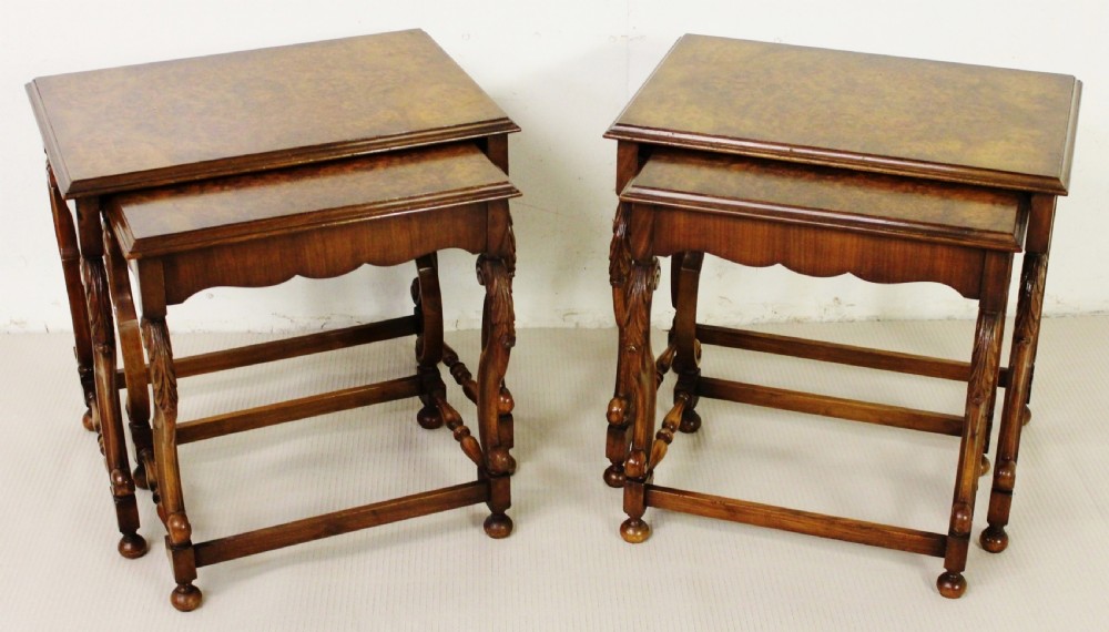 Pair of Burr Walnut Nests of Tables View VI