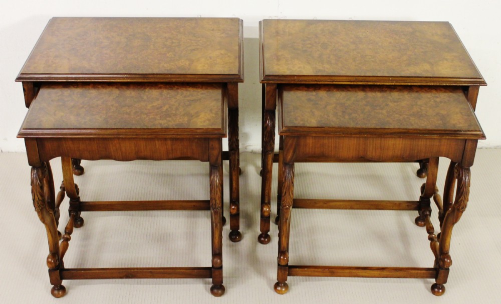 Pair of Burr Walnut Nests of Tables View VII