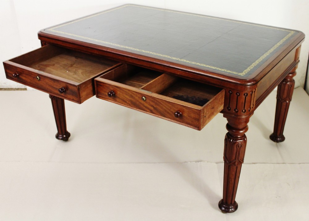 Early Victorian Mahogany Partners Writing Table View XIII
