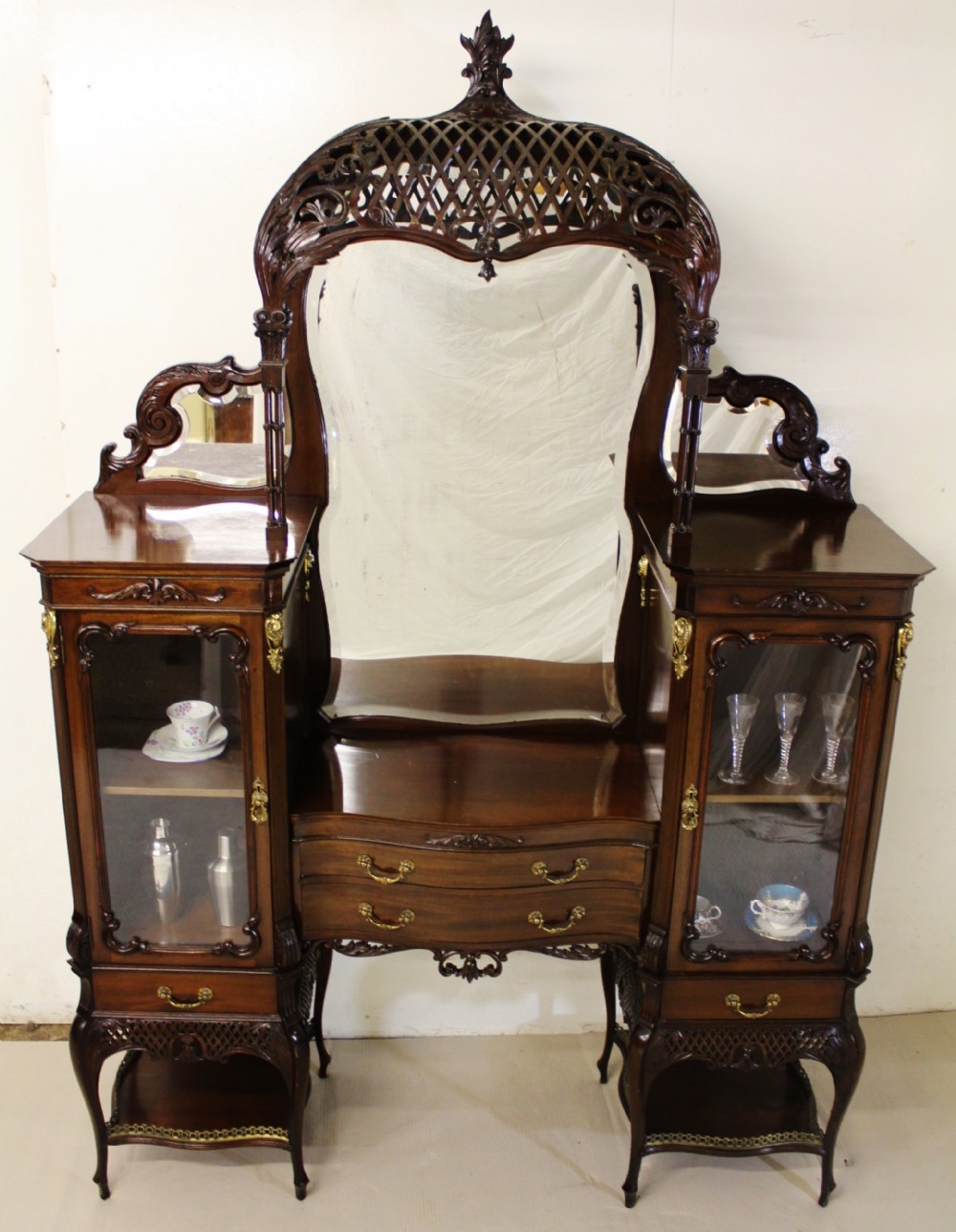 Victorian Carved Mahogany Parlour Cabinet