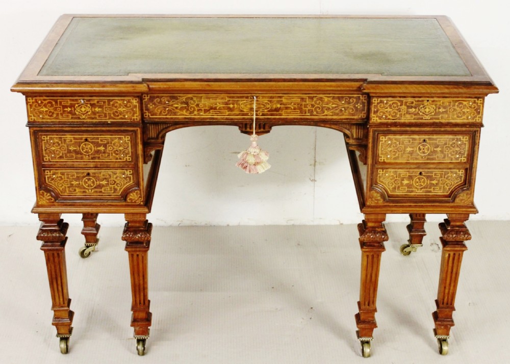 Johnstone and Jeanes Burr Walnut Writing Table