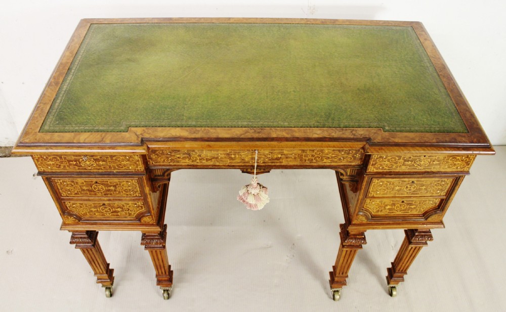 Johnstone and Jeanes Burr Walnut Writing Table View III