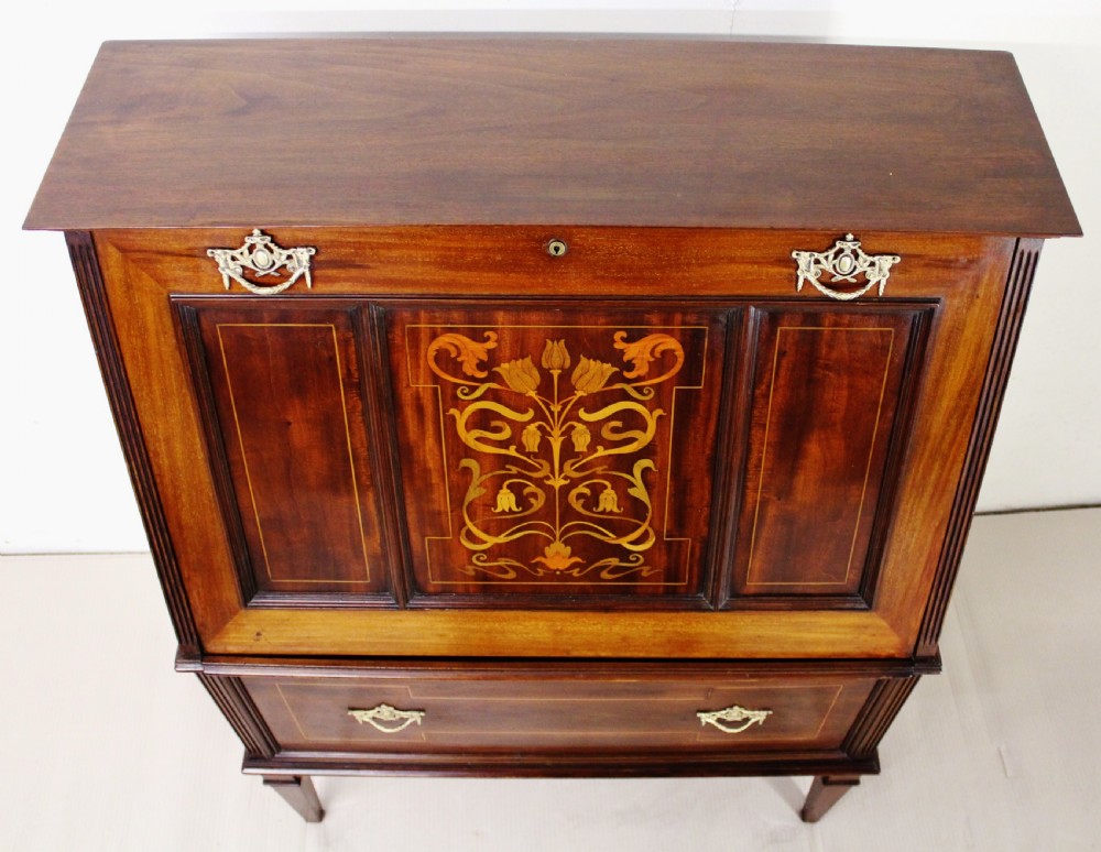 Art Nouveau Inlaid Mahogany Drinks Cabinet View X