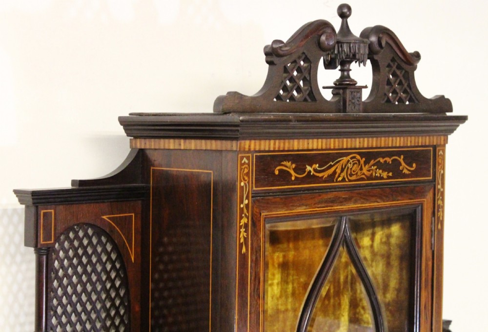 Victorian Inlaid Rosewood Parlour Cabinet View XX