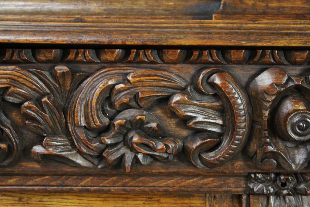Imposing Carved Oak Bookcase View XIV