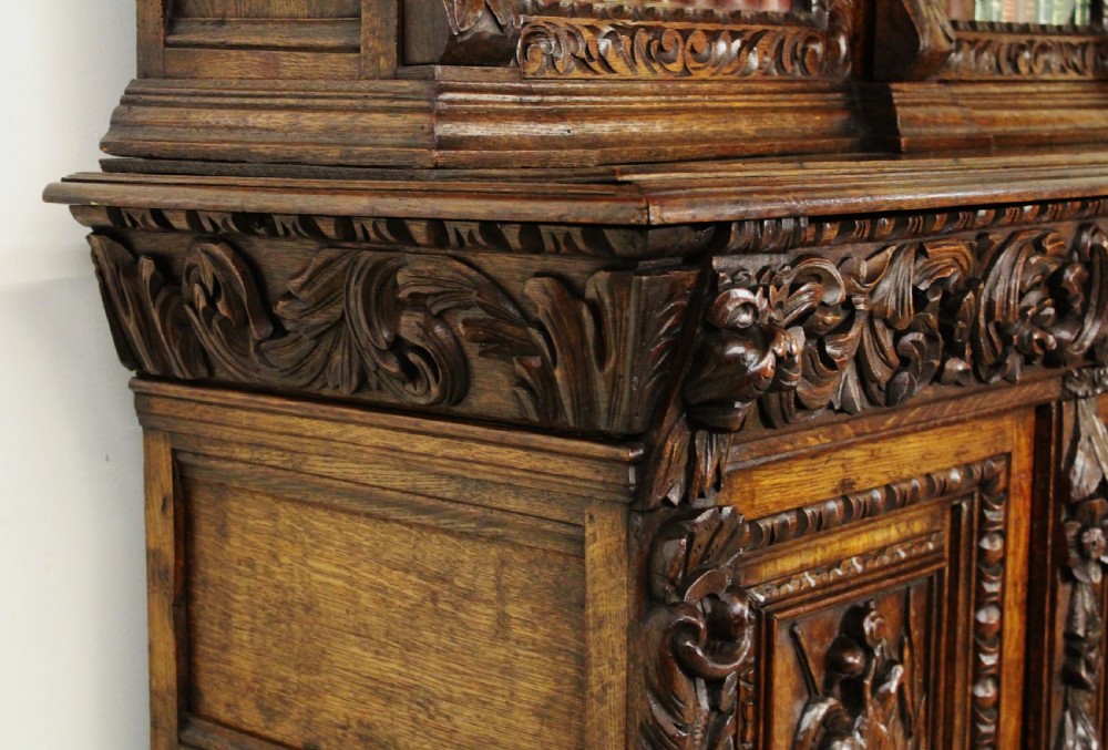 Imposing Carved Oak Bookcase View XXI