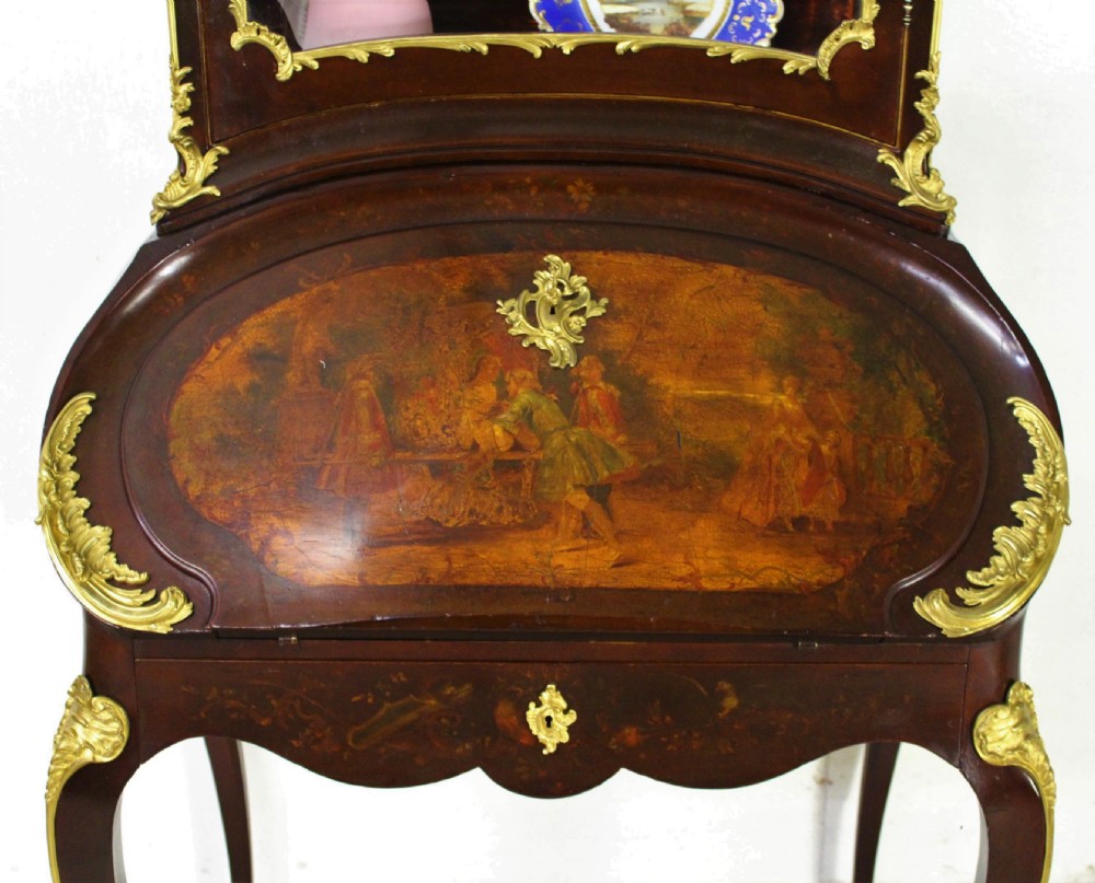Ornate Vernis Martin Decorated Vitrine Bureau View II