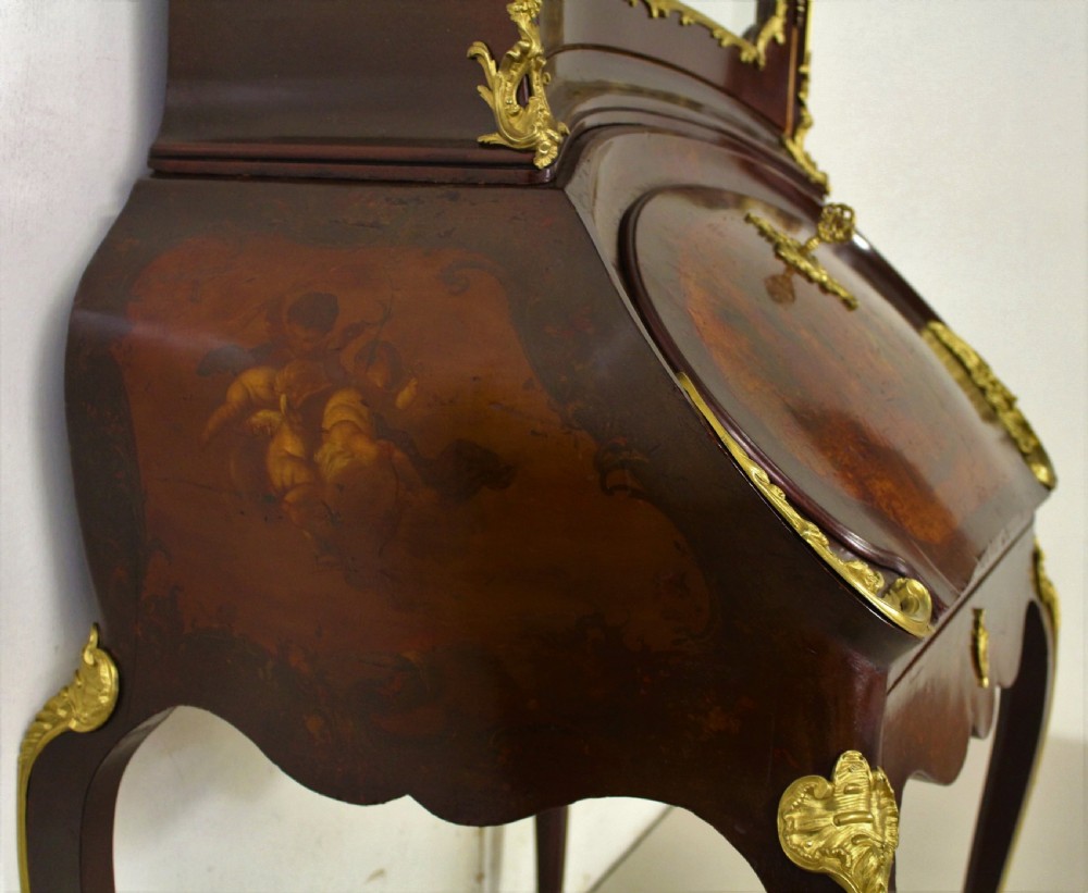 Ornate Vernis Martin Decorated Vitrine Bureau View IV
