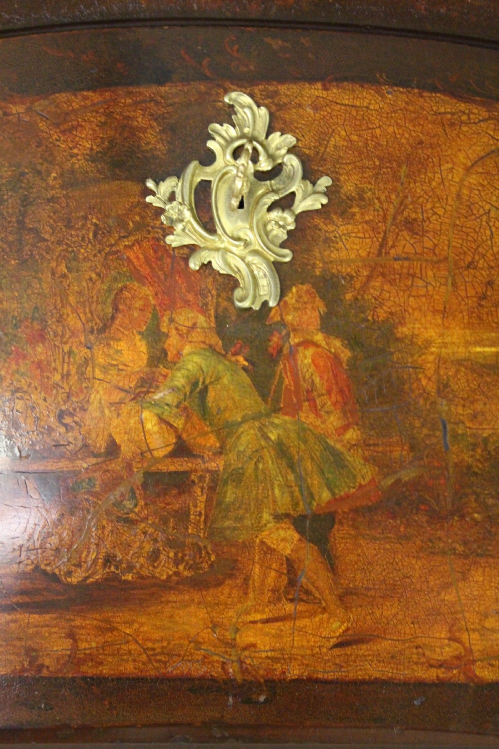 Ornate Vernis Martin Decorated Vitrine Bureau View IX