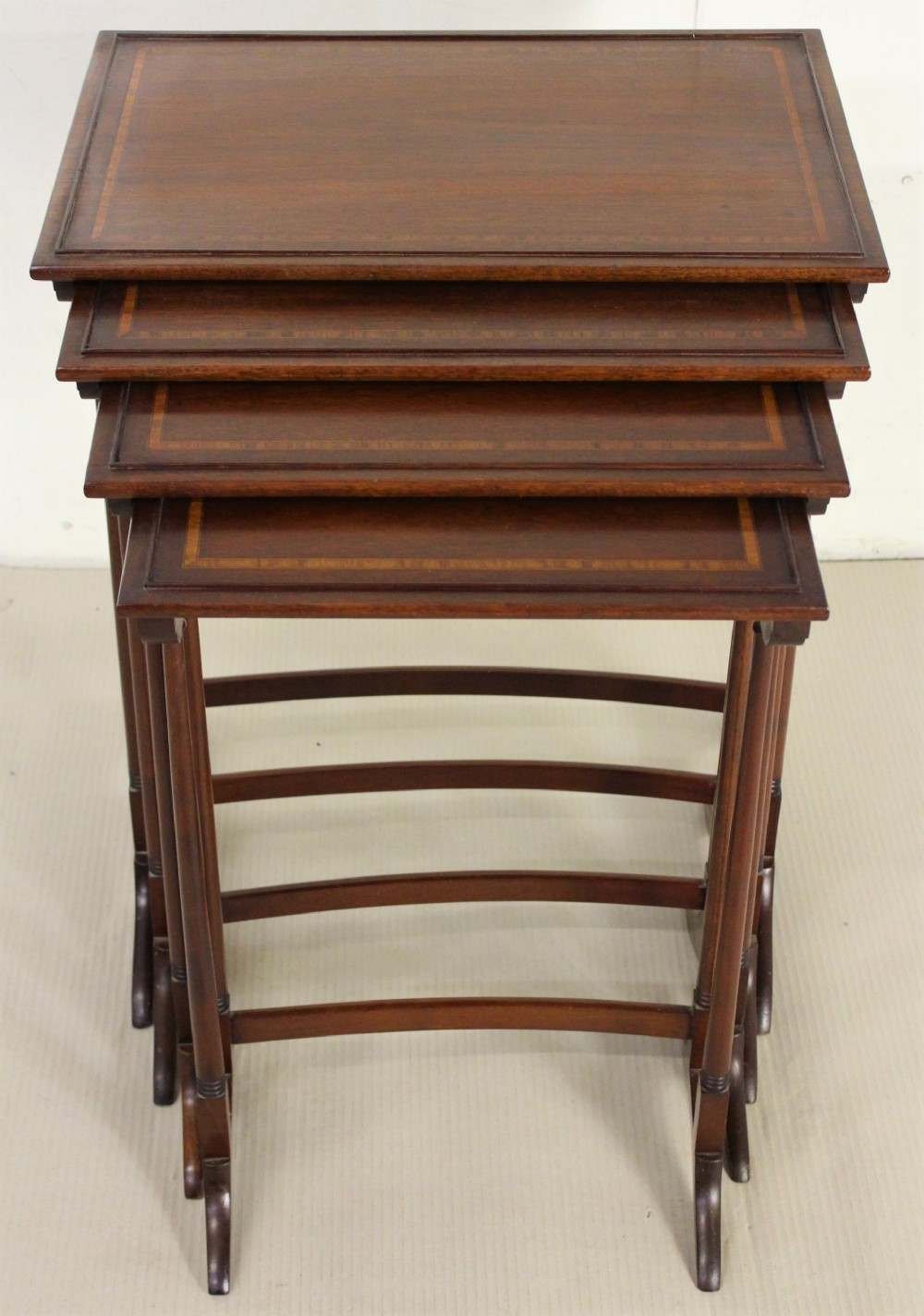 Nest of 4 Inlaid Mahogany Tables