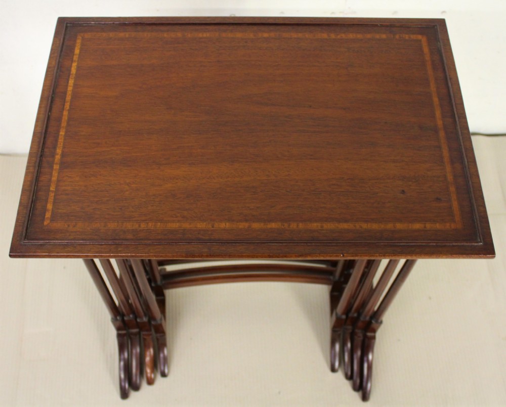 Nest of 4 Inlaid Mahogany Tables View II