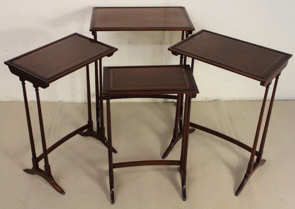 Nest of 4 Inlaid Mahogany Tables View V