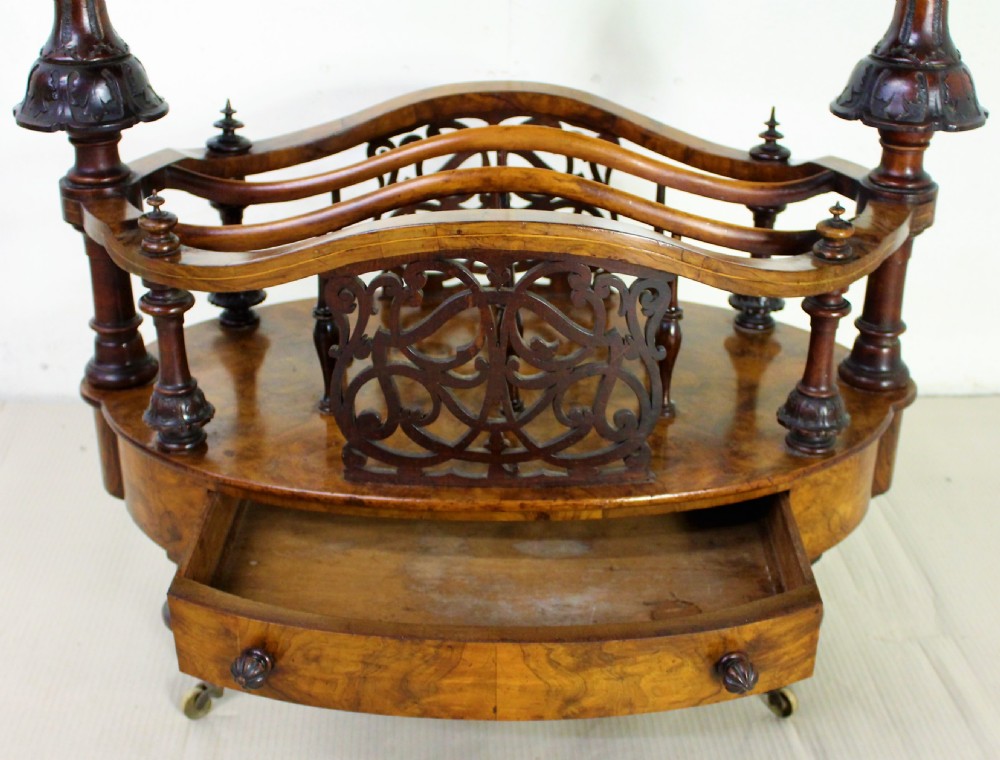Oval Inlaid Burr Walnut Canterbury What Not View III