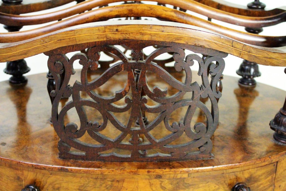 Oval Inlaid Burr Walnut Canterbury What Not View VII