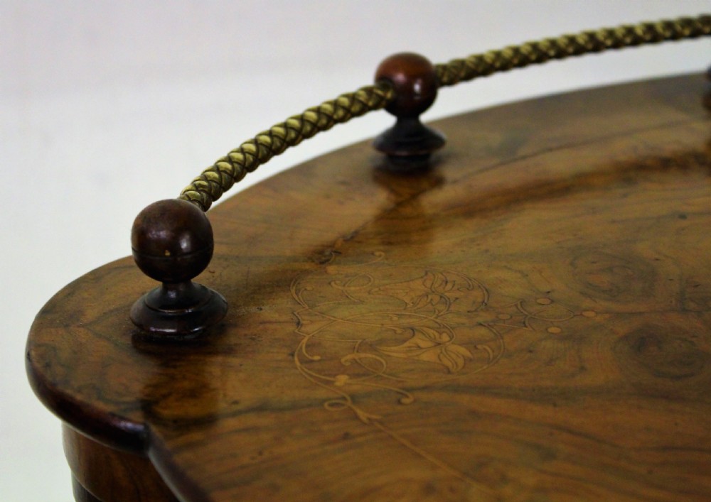Oval Inlaid Burr Walnut Canterbury What Not View XIII