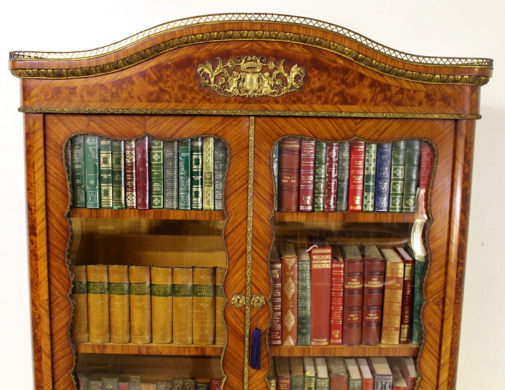 Serpentine Kingwood and Amboyna Secretaire Bookcase View XIII