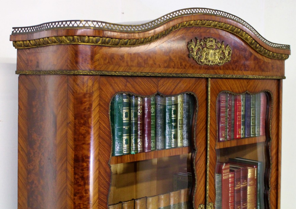 Serpentine Kingwood and Amboyna Secretaire Bookcase View XVIII