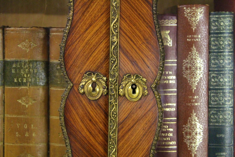 Serpentine Kingwood and Amboyna Secretaire Bookcase View XXII