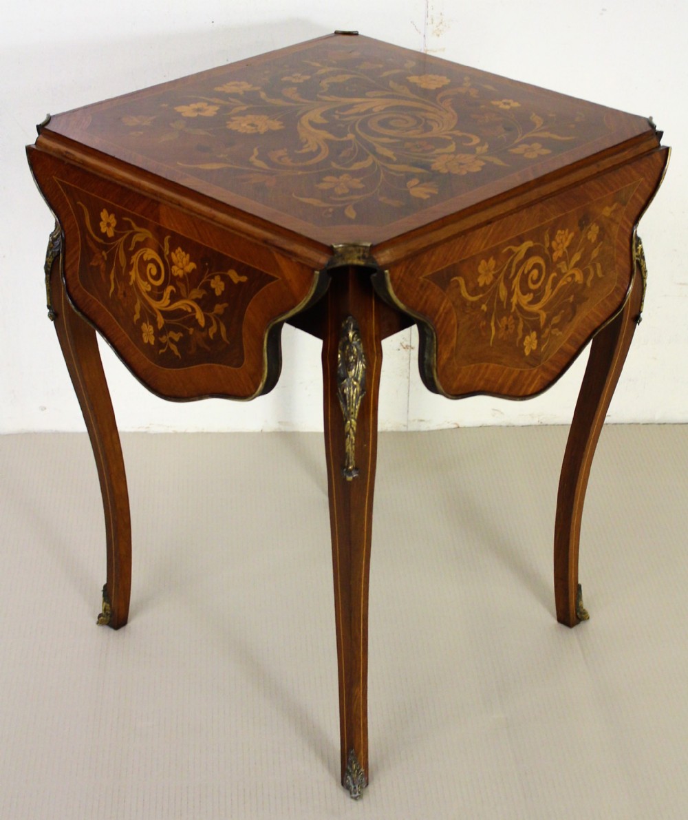 Marquetry Inlaid Flap Table