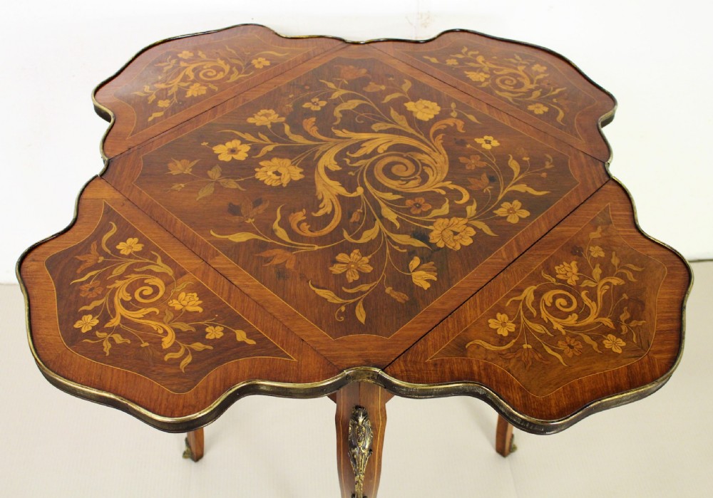 Marquetry Inlaid Flap Table View IV