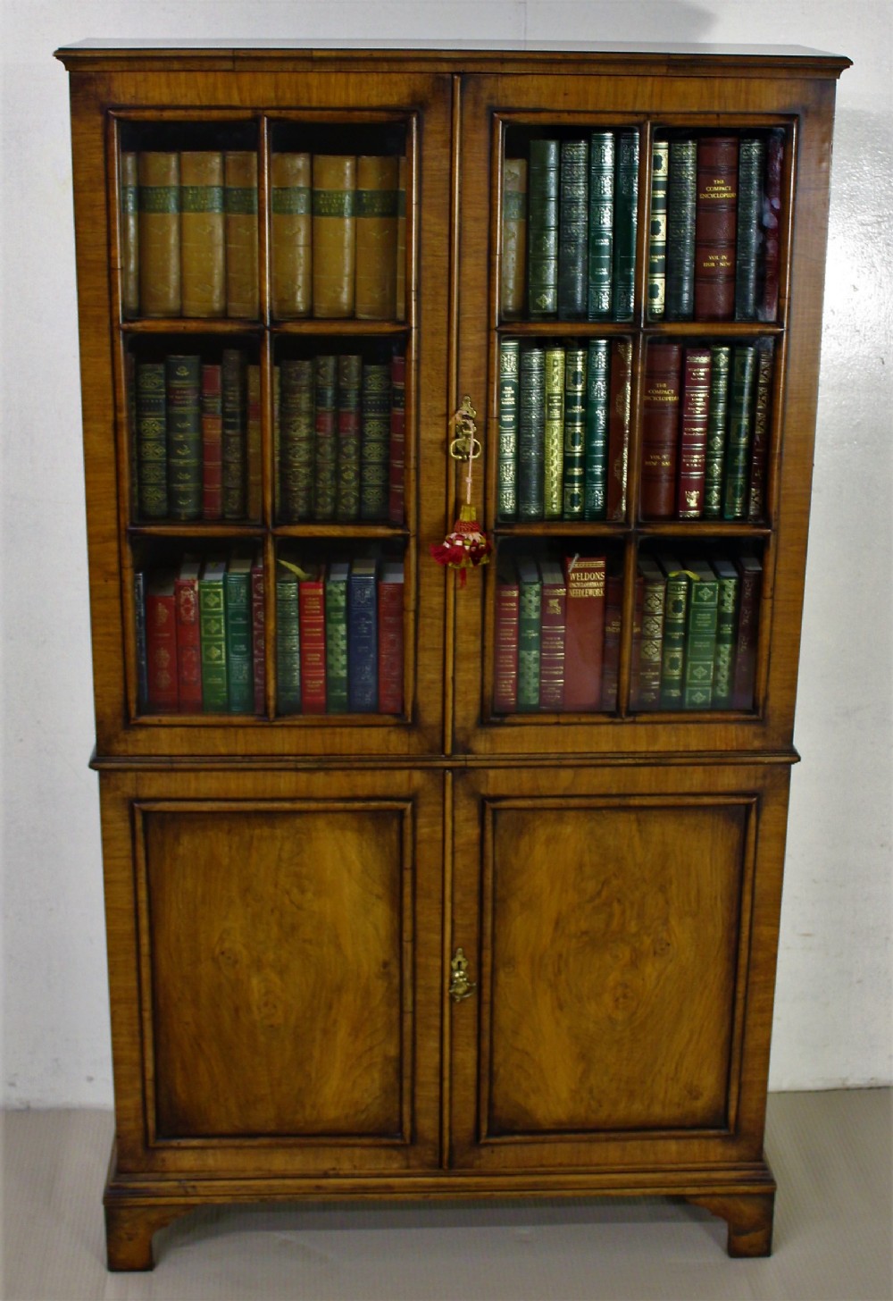 Walnut and Oak Glazed Bookcase