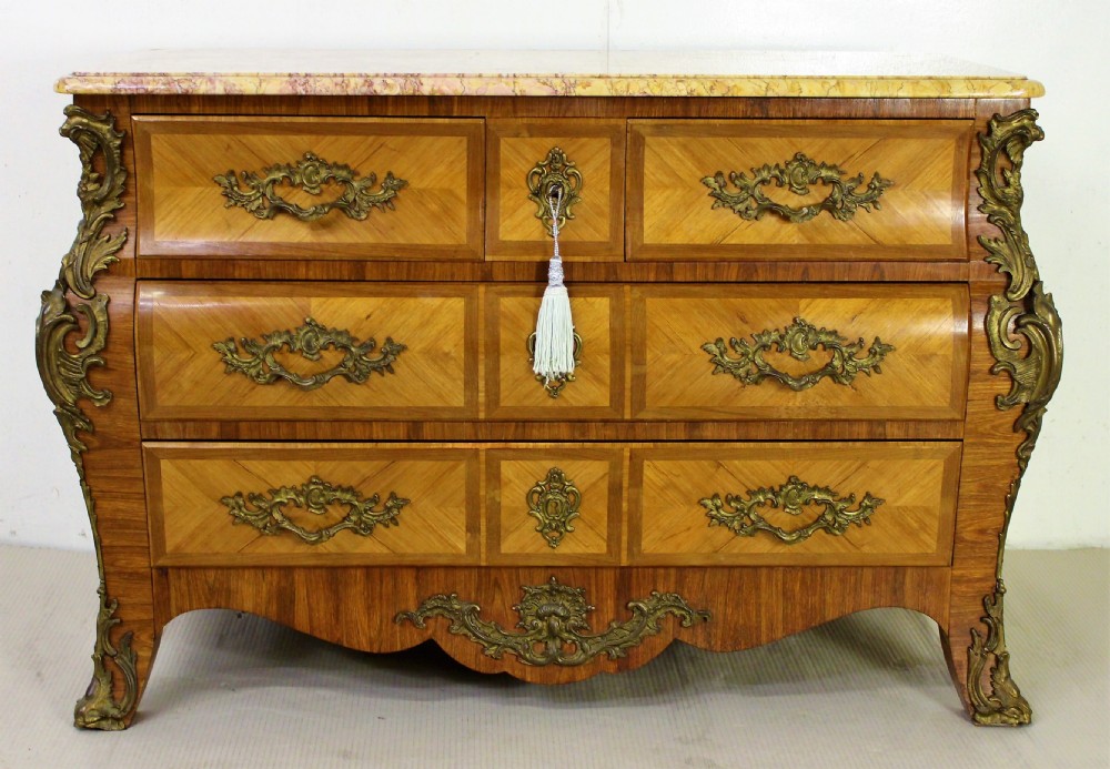 Louis XV Style Kingwood and Tulip wood Commode View VI