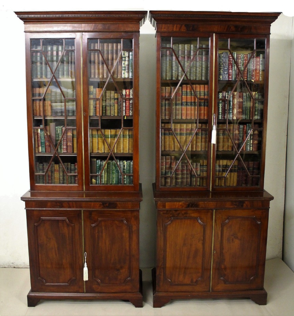 Pair of Edwardian Mahogany Glazed Bookcases