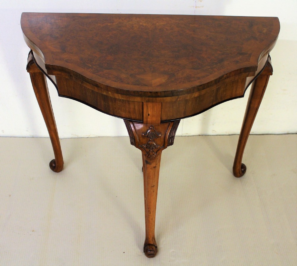 Queen Anne Style Burr Walnut Card Table