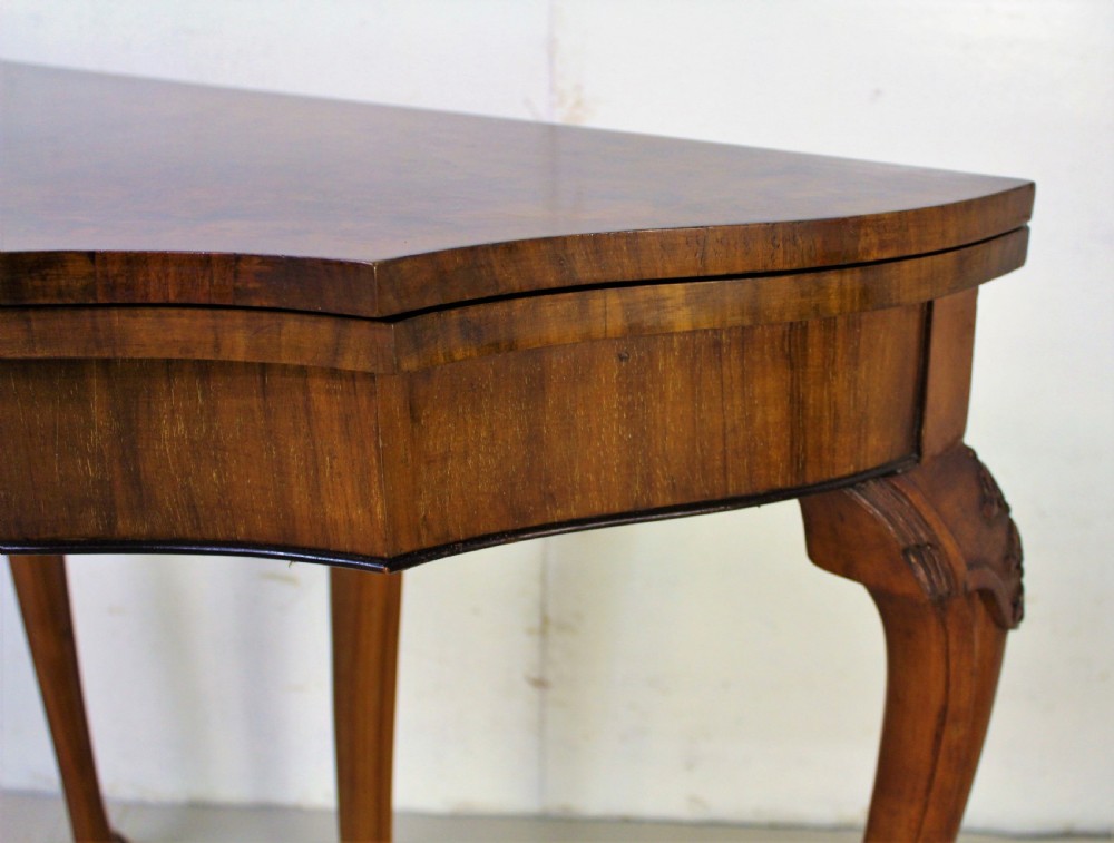 Queen Anne Style Burr Walnut Card Table View IX