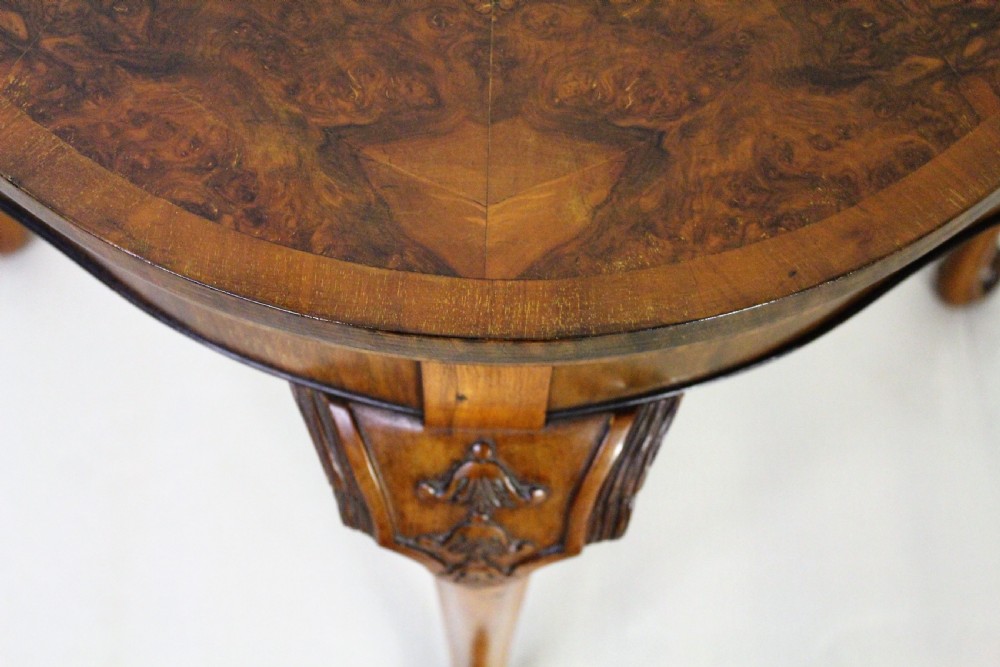 Queen Anne Style Burr Walnut Card Table View X
