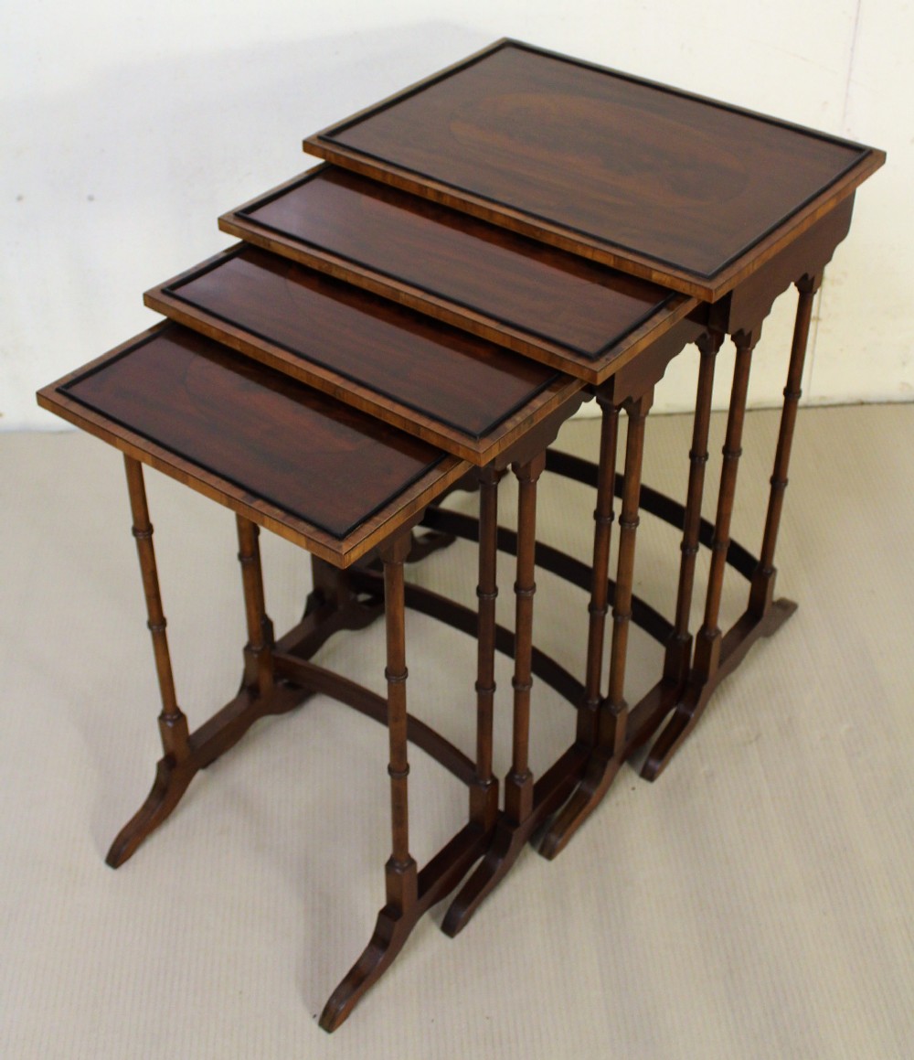 Edwardian Inlaid Mahogany Nest of 4 Tables