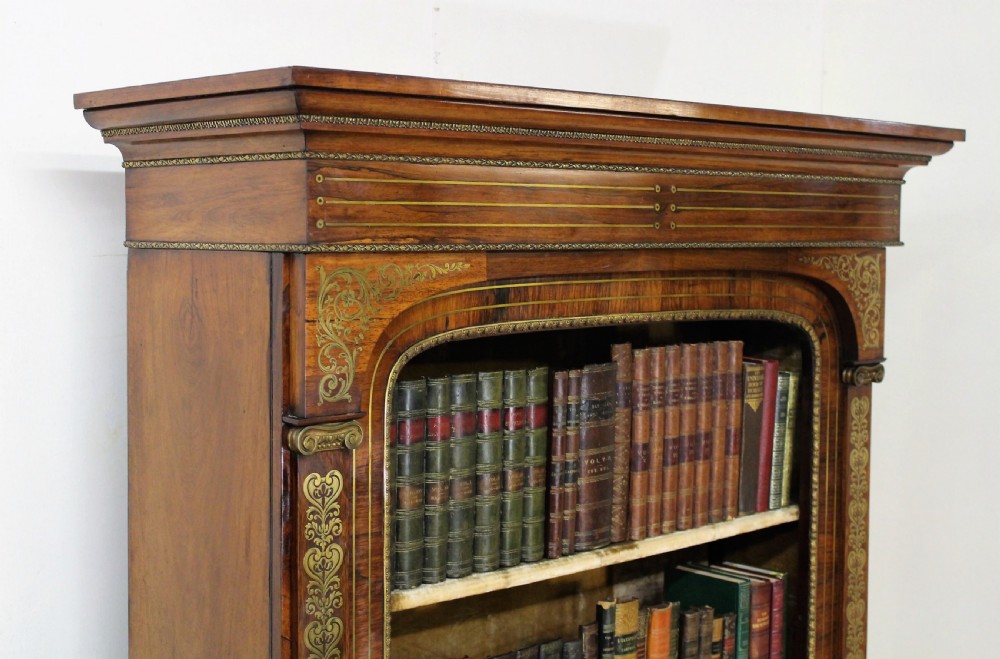 Imposing Regency Brass Inlaid Rosewood Bookcase View V