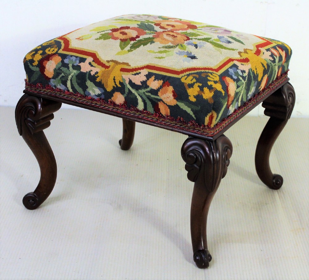 Victorian Mahogany Cabriole Legged Stool