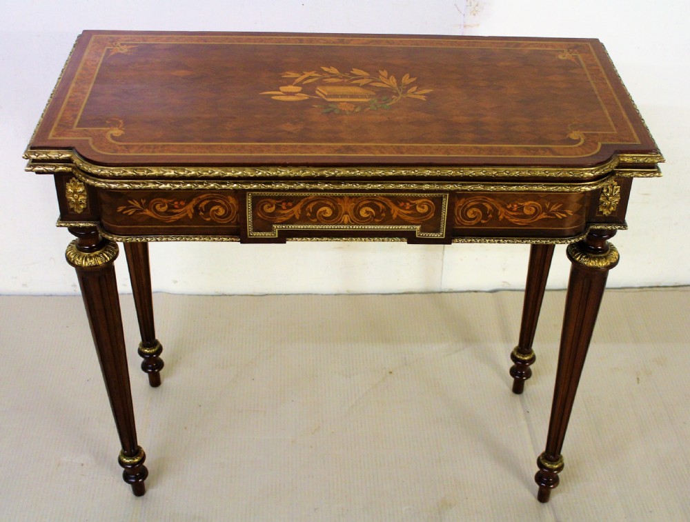 French Walnut Marquetry Inlaid Games Table