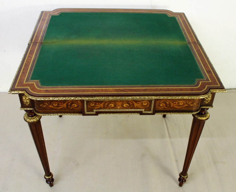 French Walnut Marquetry Inlaid Games Table View V