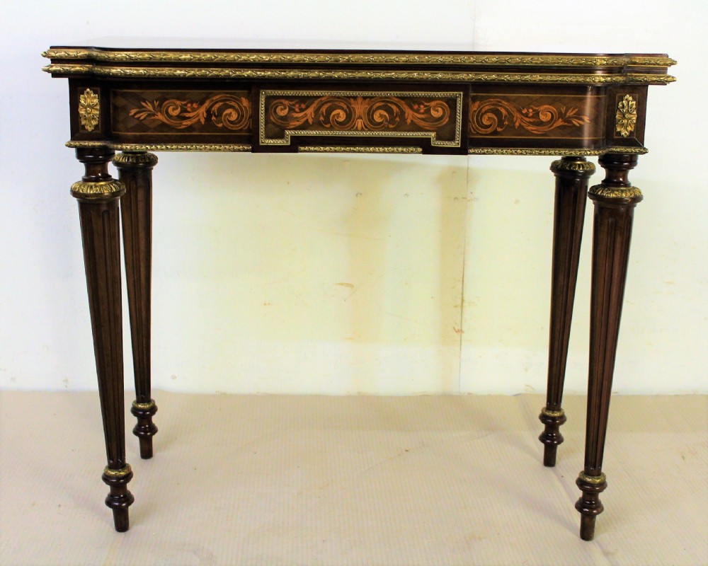 French Walnut Marquetry Inlaid Games Table View VII