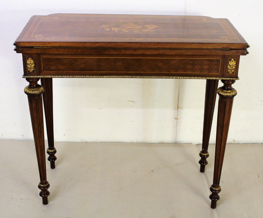 French Walnut Marquetry Inlaid Games Table View XVIII
