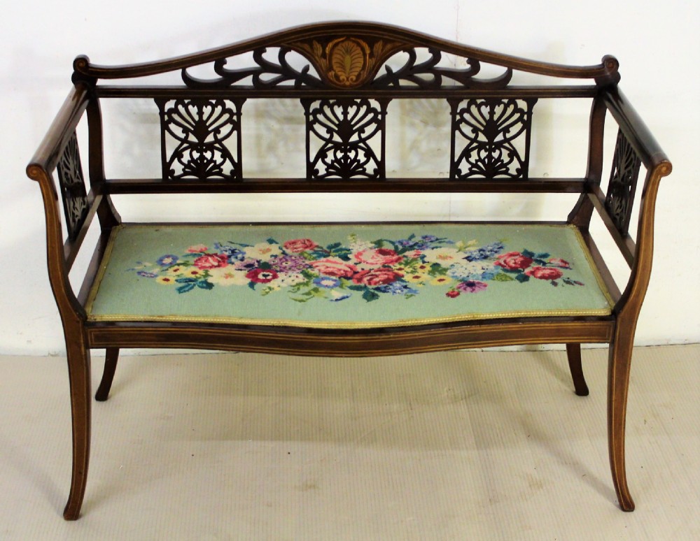 Edwardian Inlaid Mahogany Settee