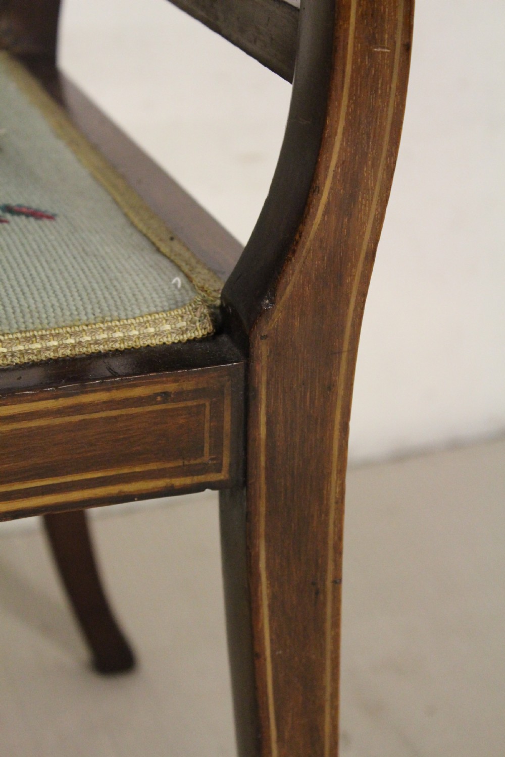 Edwardian Inlaid Mahogany Settee View VIII