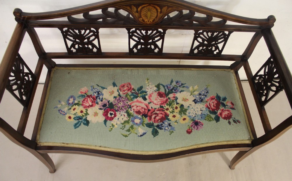 Edwardian Inlaid Mahogany Settee View X