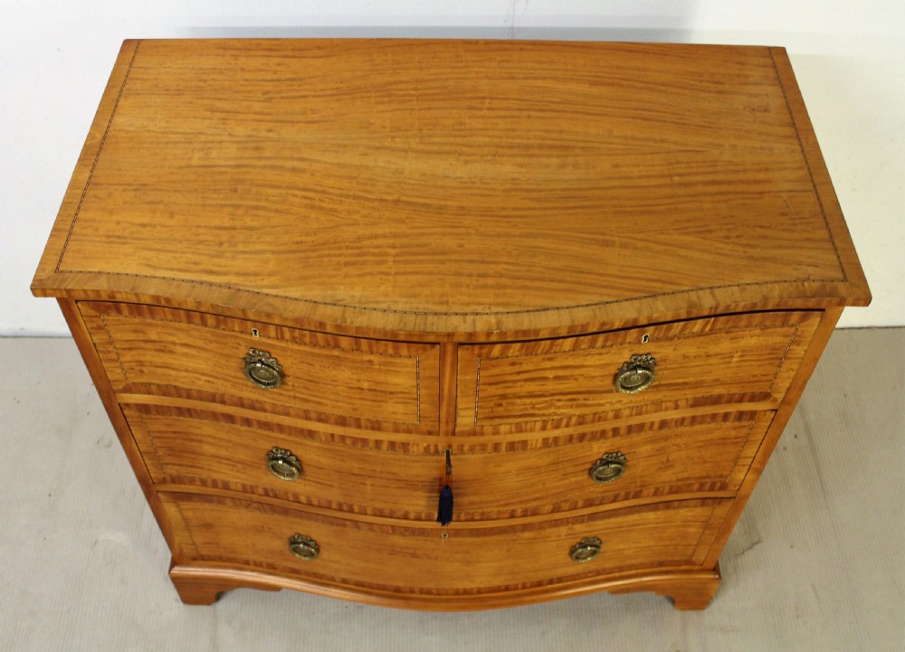 Inlaid Satinwood Serpentine Fronted Chest of Drawers View III