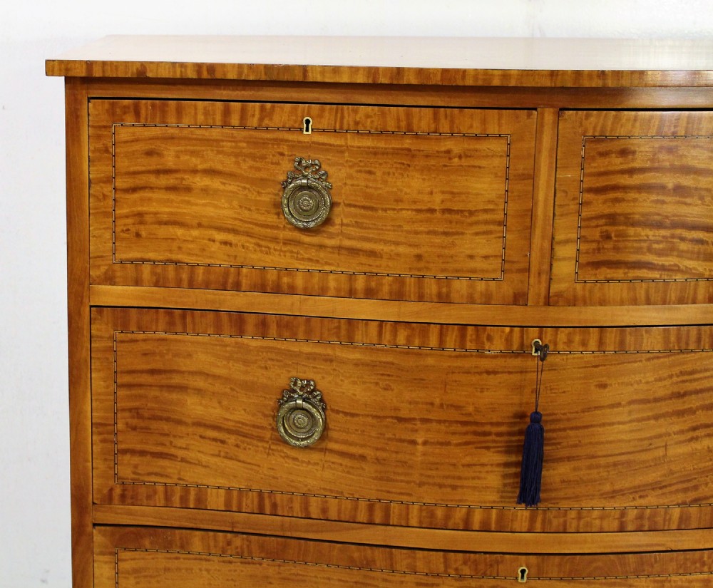 Inlaid Satinwood Serpentine Fronted Chest of Drawers View VI