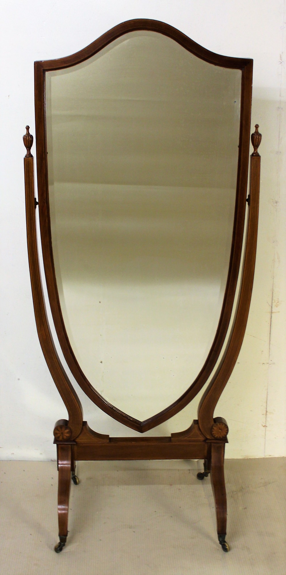 Inlaid Mahogany Cheval Dressing Mirror