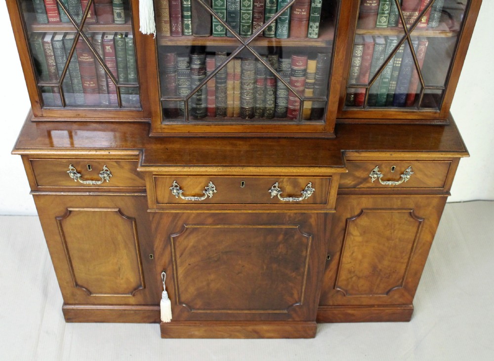Mahogany Breakfront Library Bookcase View II