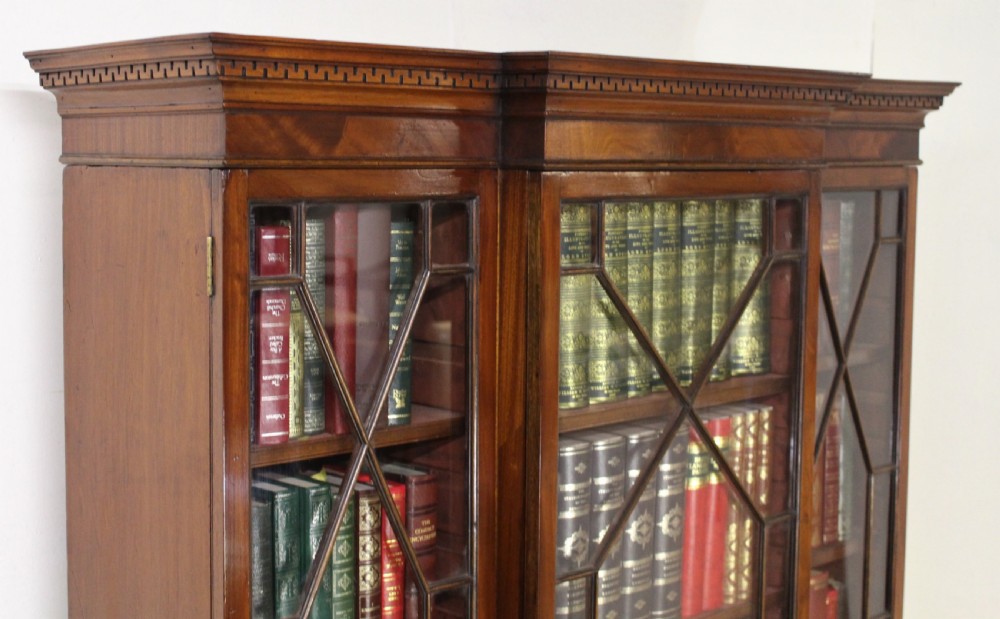 Mahogany Breakfront Library Bookcase View XI