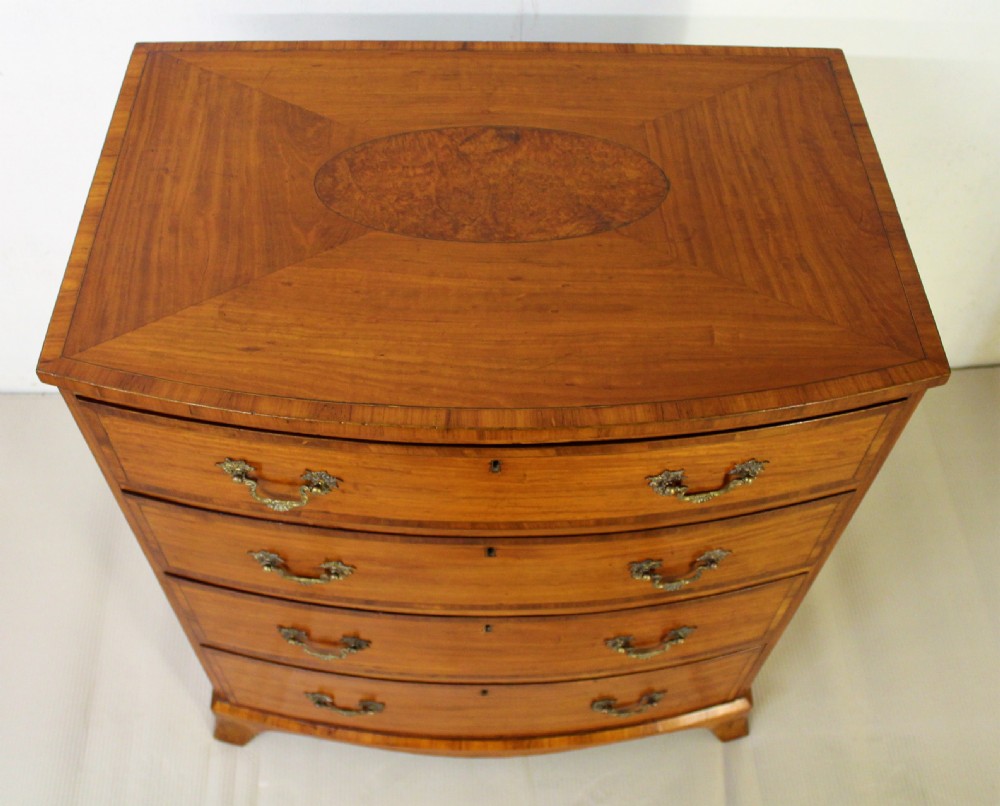 19th Century Inlaid Satinwood Bow Fronted Chest of Drawers View IV