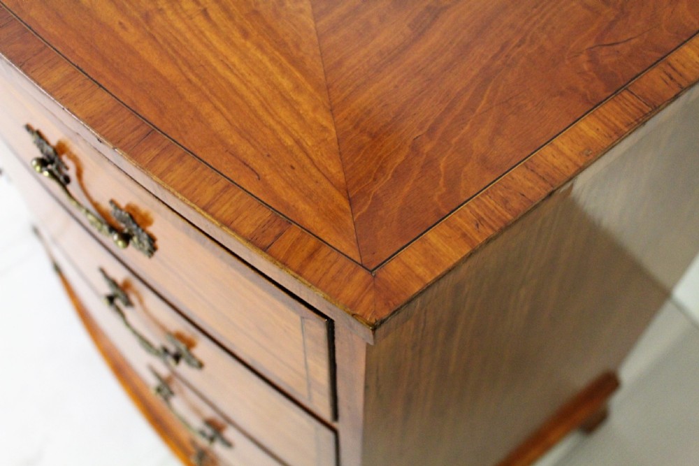 19th Century Inlaid Satinwood Bow Fronted Chest of Drawers View VIII