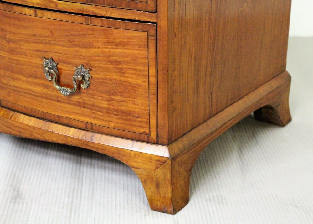 19th Century Inlaid Satinwood Bow Fronted Chest of Drawers View IX