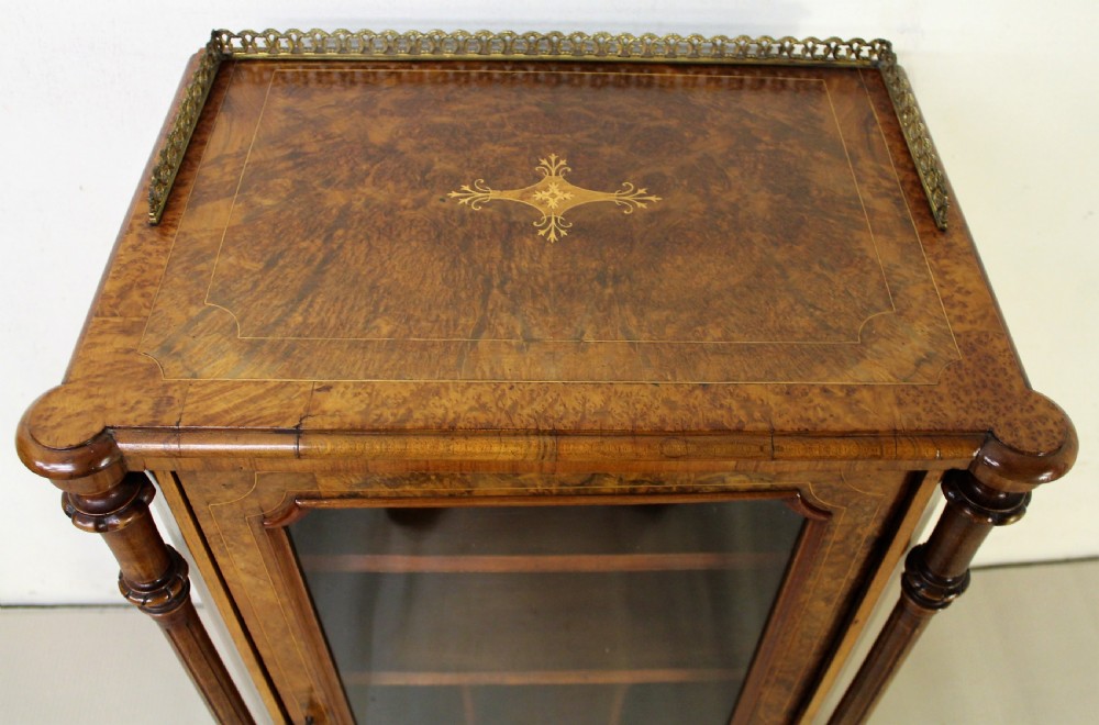 Victorian Inlaid Burr Walnut Music Cabinet View II